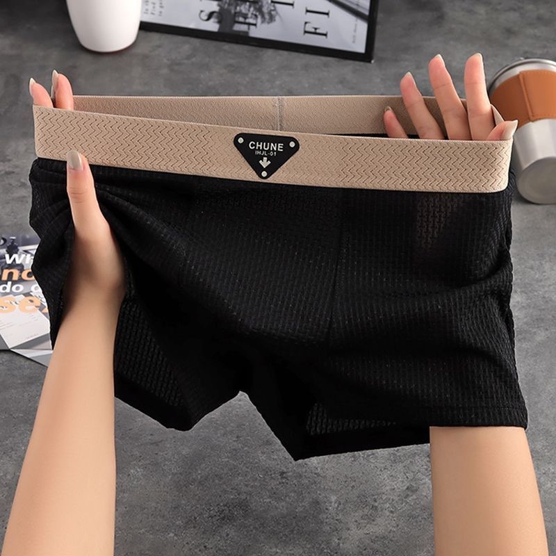 New fashion men's underwear men's spring and summer cool breathable boxers embossed solid color mid-rise men's boxer pants
