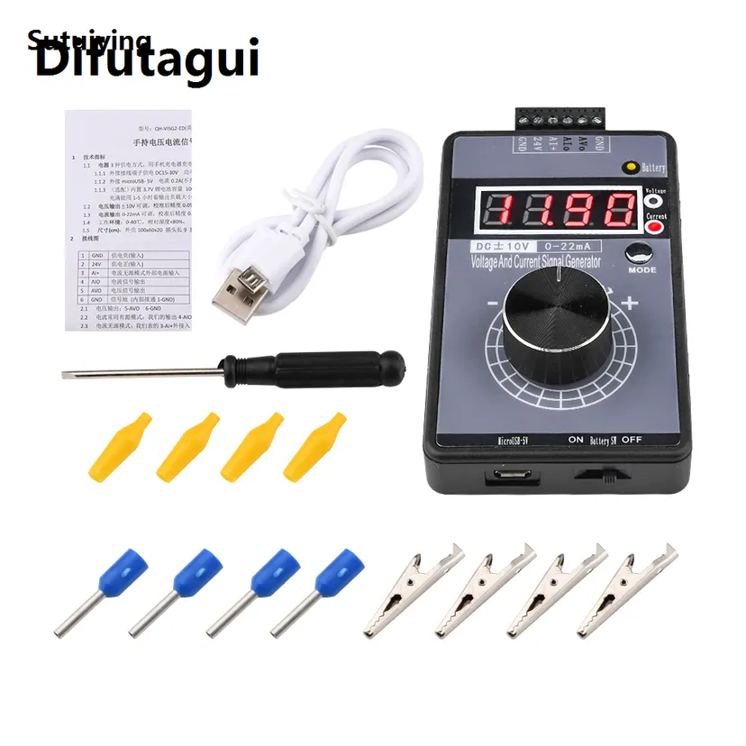 Difutagui 【2025 Version】 Sutuiying Handheld Digital Voltage and Current Signal Generator 0-4-20mA Current New Transmitter ±0-5-10V Positive and Negative Voltage Output