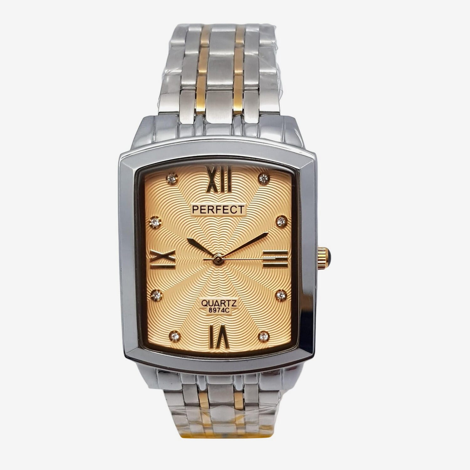 Perfect Full Dual Tone Chain Analog Watch With Gold Dial For Men