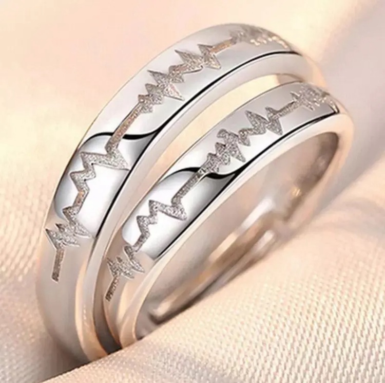 Masala Beads 2pcs Set Glow In The Dark Couple Ring Rings With Adjustable Size Perfect For Valentine's Day