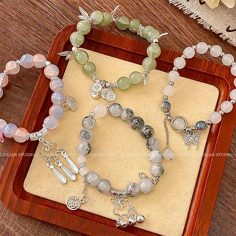 【New arrival】Crystal Popcorn Butterfly Beaded Bracelet Women's Ins Niche Design Sweet Girl Bracelet Super Fairy Student Best Friend Bracelet