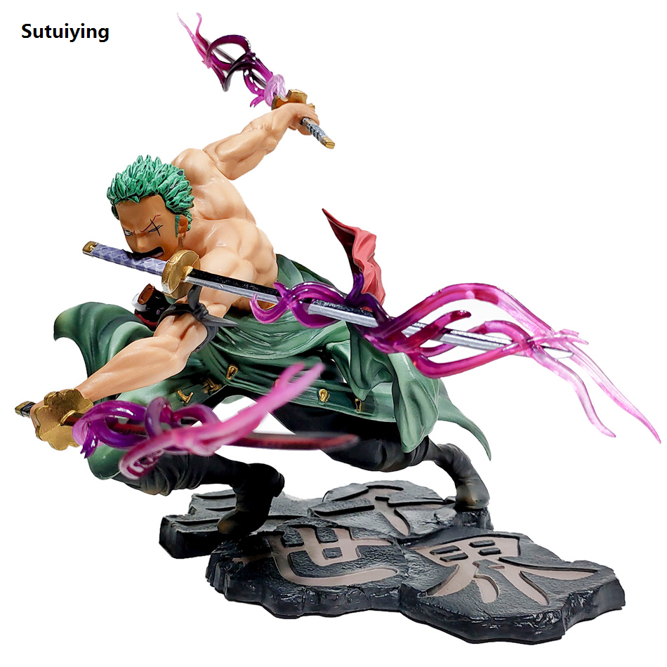 Sutuiying Hot One Piece 10cm Anime Figure GK Roronoa Zoro Three-blade Sa-maximum Original Manga Anime Statue Action Figure Collection Model Kid Toy