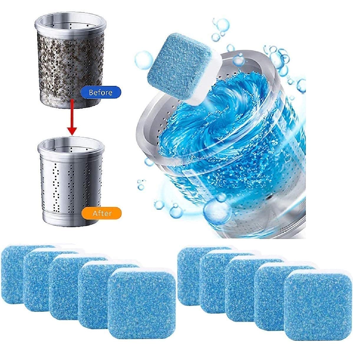 Washing Machine Cleaner Tablet / Tub Cleaner / Drum Cleaner / Front And Top Load 12 PC set