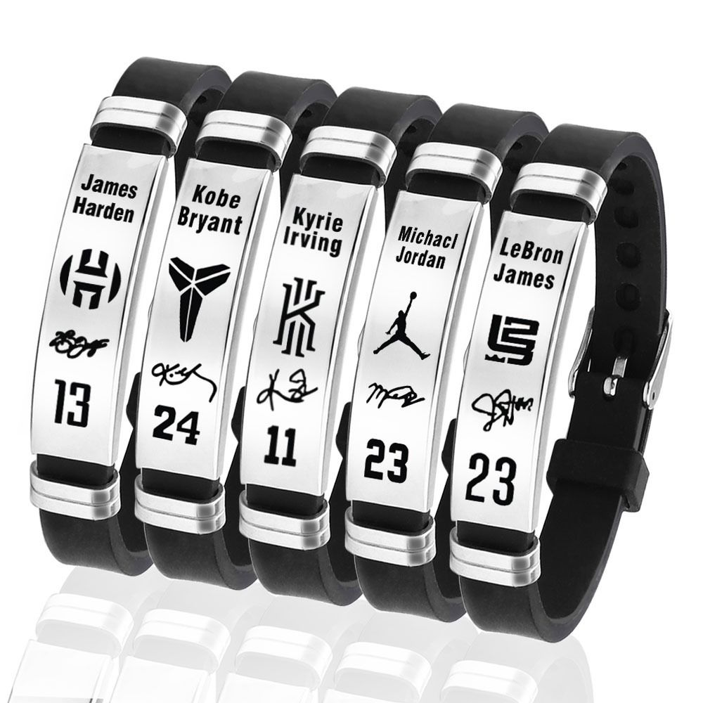 Fashion Birthday Gift Basketball Star Fitness Stretch Bracelet Outdoor Sports Sports Wristbands Basketball Bracelets Silicone Bracelets Basketall Players Bangles