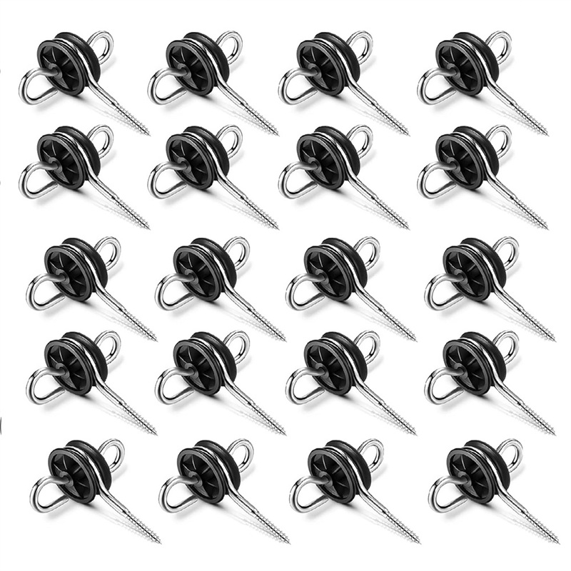 OUMERY Electric Fence Door Handle Anchor, Double Ring Farm Fence Wood Post Anchor, Electric Fence Wire Insulator 20 Pieces