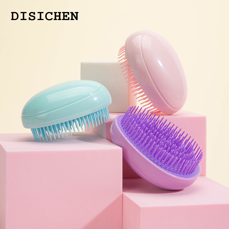 DISICHEN Fashion Mini Detangling Hair Brush Egg Round Shape Hair Brushes Anti-knotting Hair Smoothing Combs Anti Static Massage Hair Care Tools