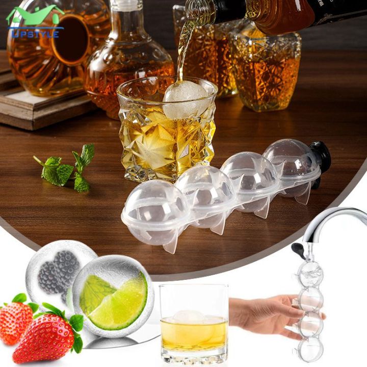 Ice Ball Moulds Cube Round Ball Tray Makers Sphere Molds for Bar Whiskey Cocktail, White