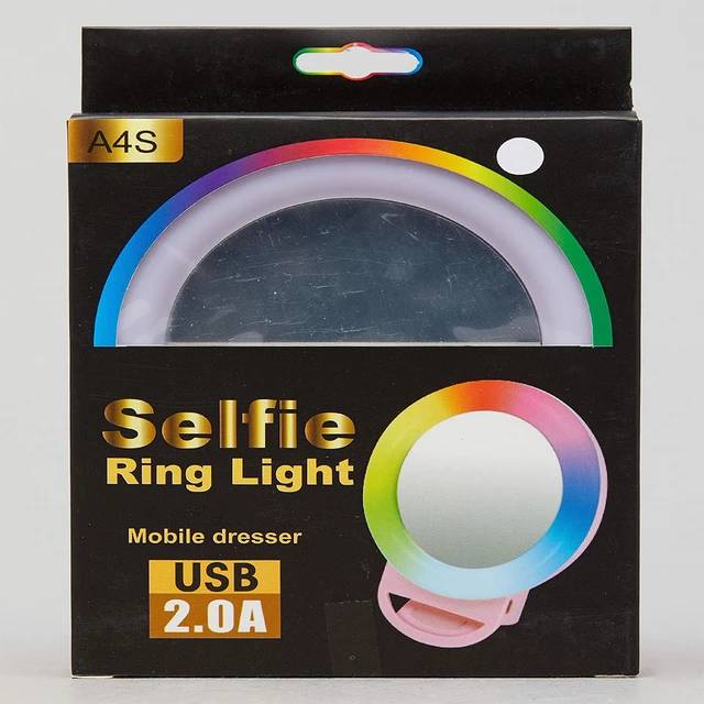 RGB Selfie Ring Light A4S | Portable Makeup Mirror Clip Fill Light | Rechargeable LED Selfie Light for Video, TikTok, Live Streaming