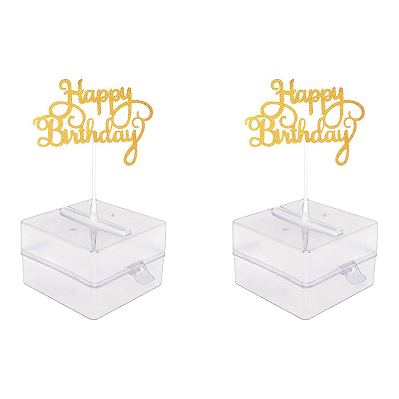 NAMUNY 2X Cake Money Box Set, Money Pulling Cake Making Mold,Cake ATM Money Box with Gold Glitter Happy Birthday Cake Topper