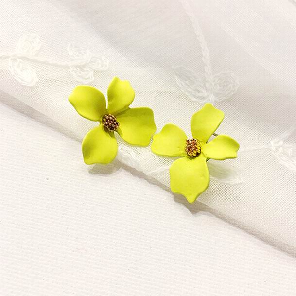 【Happy LifeStore】2023 New Korean Style Spray Paint Big Flower Stud Earrings For Wo Fashion Accessories Elegant Sweet