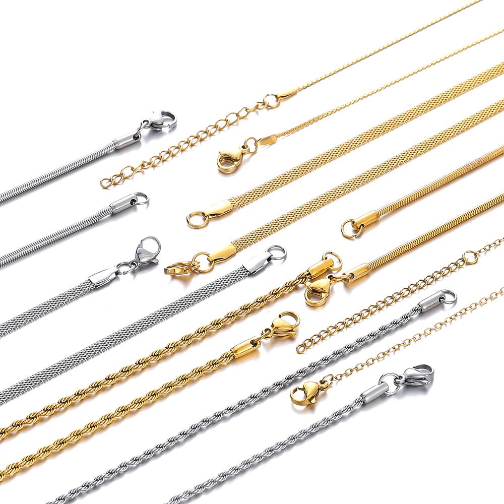 St. kunkka 1pcs 50cm Color-retaining Chain Stainless Steel Chain With Extended Tail Chain For DIY Necklace Jewelry Making