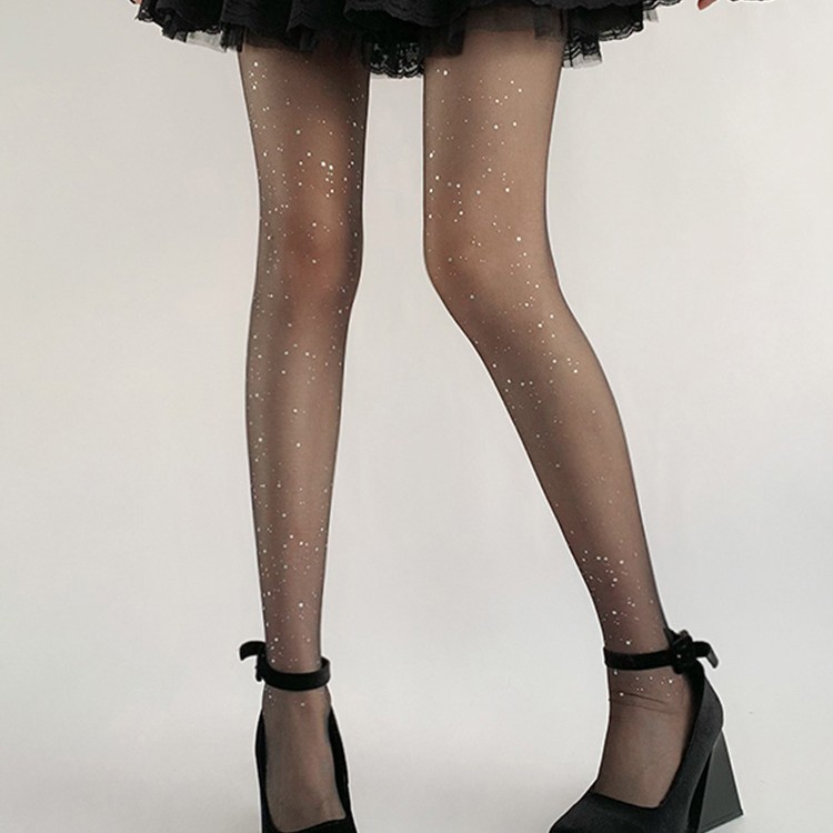 Glitter sequin stockings, black silk, sparkling diamonds, sexy royal sisters, thin spring and autumn thin pantyhose, anti-snag