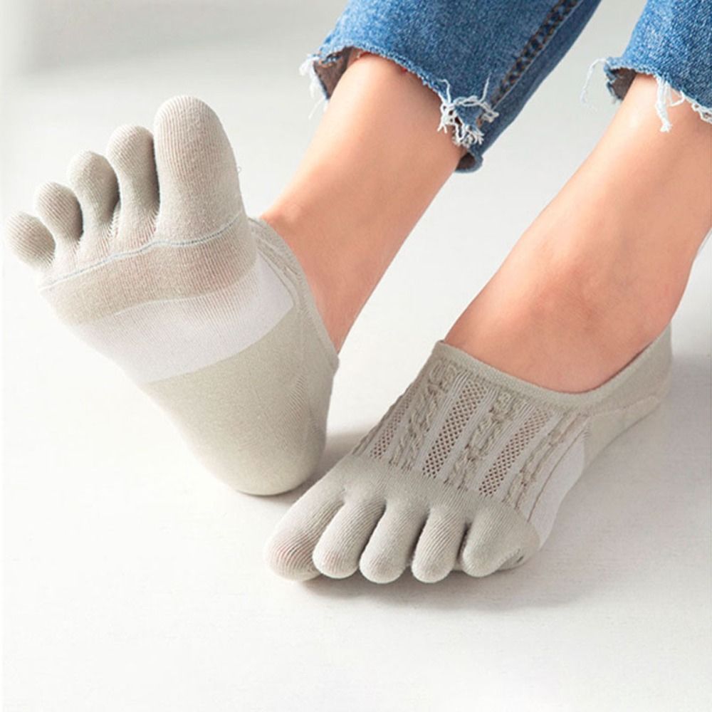 1 Pair New Cotton Women's Socks Invisible Breathable Short Boat Socks Elasticity Sweat-absorbing Five Finger Socks Female