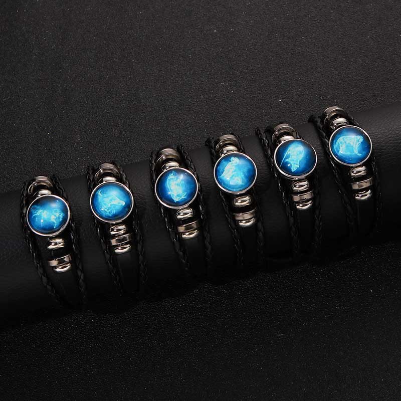 【New Arrivals】Luminous Chinese Zodiac Leather Bracelet Male Student Couple Girlfriend Simple Mori Korean Style Retro Trendy Women's Jewelry