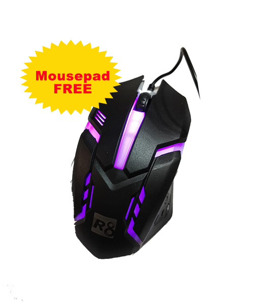 R8 1602 Optical LED Gaming Mouse | FREE Mousepad | 100% Genuine