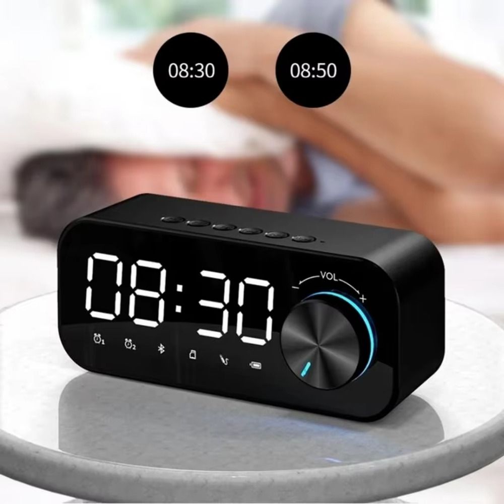 Multifunctional Device High Volume Bluetooth Speaker Small Size Clock Function Mini Alarm Clock Portable Design Wireless Connectivity LED Alarm Clock Alarm Clock