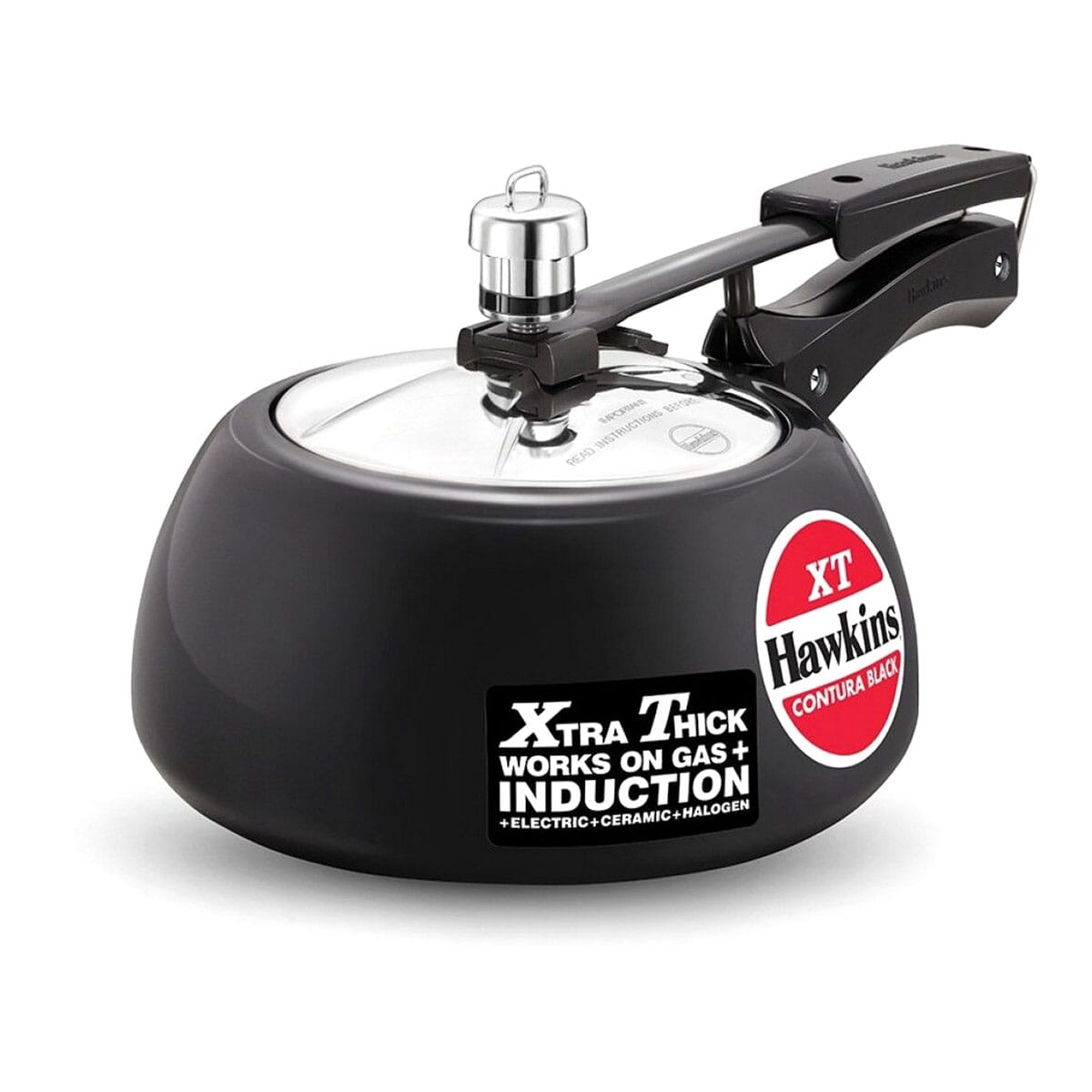 Hawkins Contura Black CXT20 Induction Bottom Pressure Cooker 2 L Capacity (Hard Anodized)