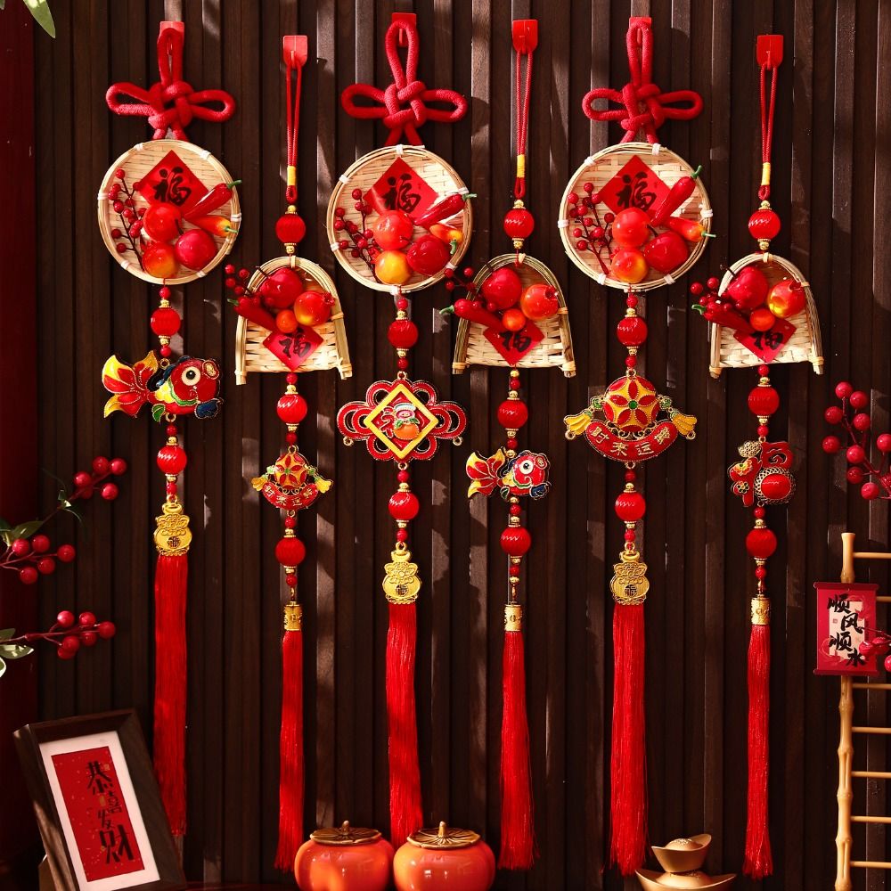 Happy New Year Chinese Style New Years Decoration Red Traditional Spring Festival Door Decoration Velvet Good Horse Year Hanging Ornaments Wedding