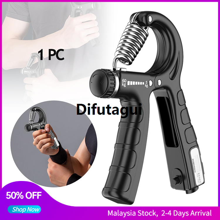 Difutagui 5-60KG Adjustable Hand Gripper Resistance Automatic Counting Non-Slip Hand Grip Strength Trainer 2025 Fingers Wrist Arm Forearm Exerciser Muscle Training Home Gym Fitness Equipment(1 PC)