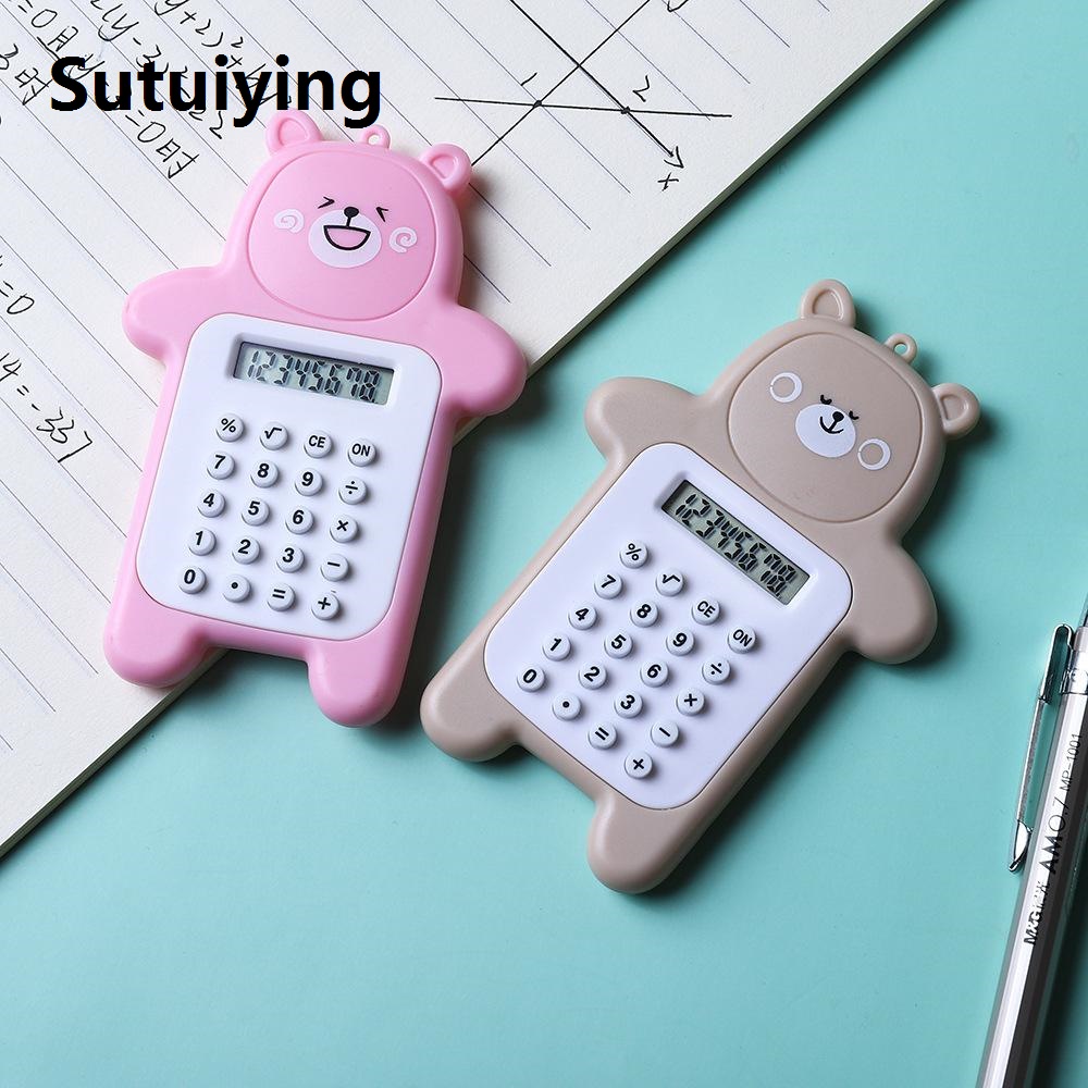 Sutuiying 1/2/3PCS Mini Cartoon Calculator Pocket Size 8 Digits Display Portable Kawaii Small Button Calculate Students School Calculating