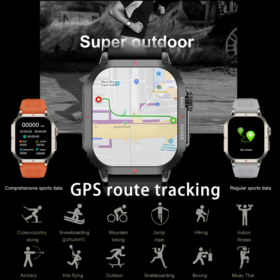 Linman 2024 New Blood Sugar Sports GPS Smart Watch Men'sWatchIP68WaterNew proof AI Voice NFC Bluetooth Call Smart Watch For Huawei Xiaomi