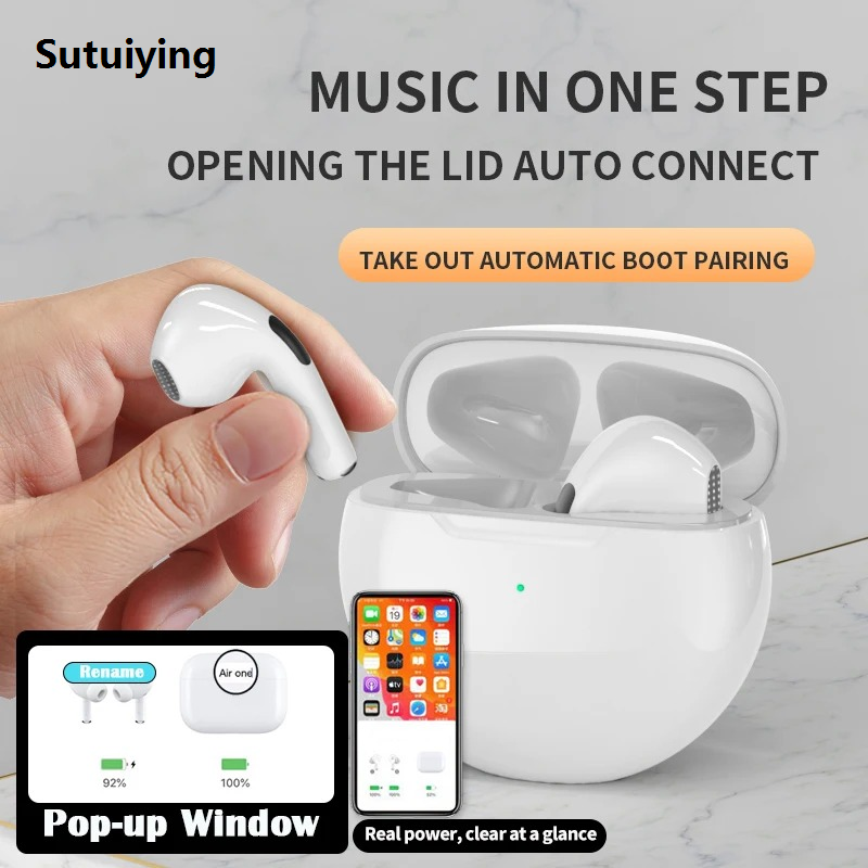 Sutuiying Original Pro6 TWS Wireless Bluetooth Headset Bluetooth 5.3 Earphones Hot Selling Sport Earbuds Smart Touch Music Headset For All Smartphones