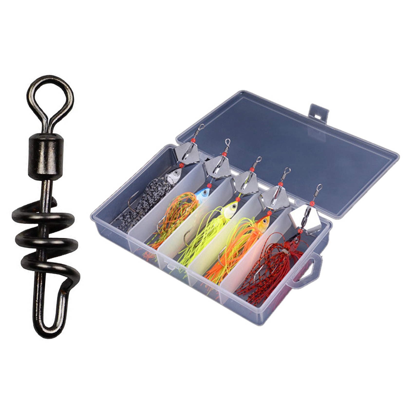 NAMUNY 30Pcs/Pack Corkscrew Swivel Fishing Swivel Snap Swirl Connector 10 & 1set 16G Spinner Bait Fishing Lure Chatter Bait