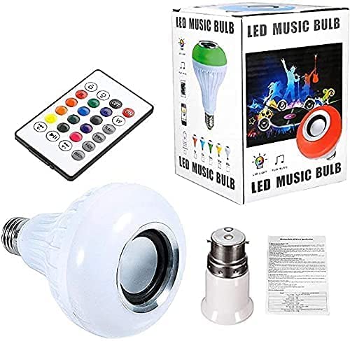 Products Book E27 LED RGB Bluetooth Speaker Bulb 12W | Color Changing Smart Light Lamp with Wireless Music Speaker | Multi Color LED Bulb for Home, Bedroom, Party Decoration & Entertainment