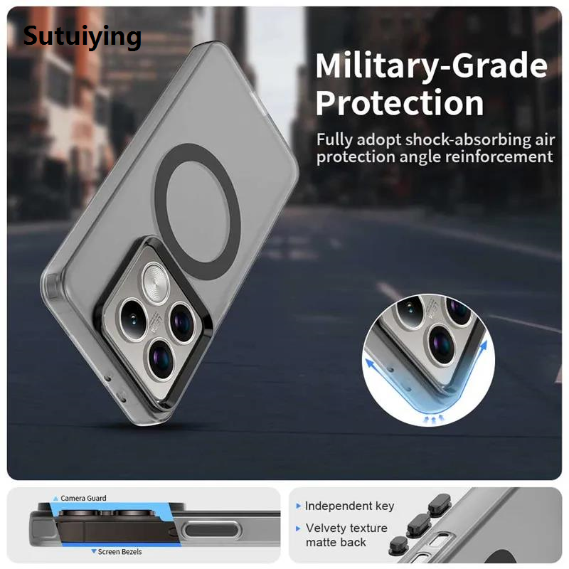 Sutuiying Translucent Matte Protect Case for Xiaomi 14T Pro POCOX6 Pro Redmi New 14C 13R Note 14 Pro Plus 5G for Magsafe Shockproof Back Cover
