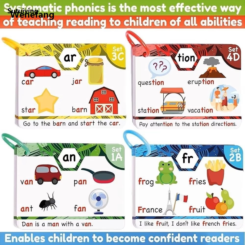 Wenefang Sutuiying Phonics Flash Cards, CVC Word Games for Kindergarten, Learn to 2025 New 2025 New Read in 20 Stages, Word Game for Child Homeschool Educational