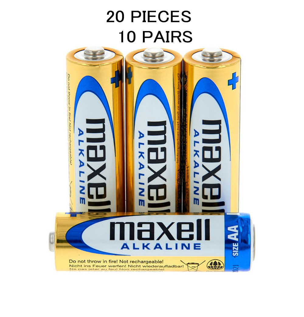 20 Pieces (10 Pairs) Maxell Alkaline Long Discharge Life AAA Sized 1.5v Battery for Camera, Camera Mic, Wall Clock, Wireless Mouse, Remote Control