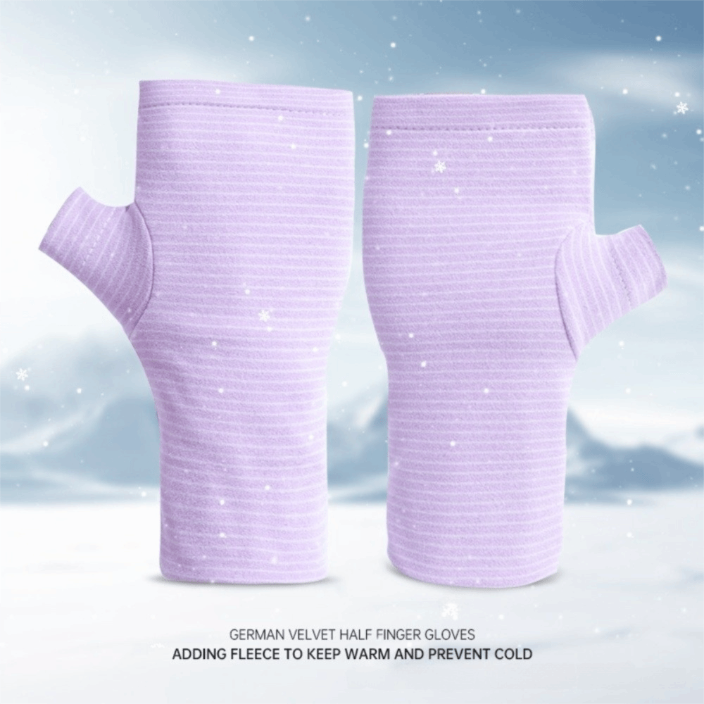 A Pair New High Elastic Fingerless Gloves Thickened Dralon Thermal Insulation Half-Finger Gloves Double-layer Comfortable Warm Gloves Typing Activities