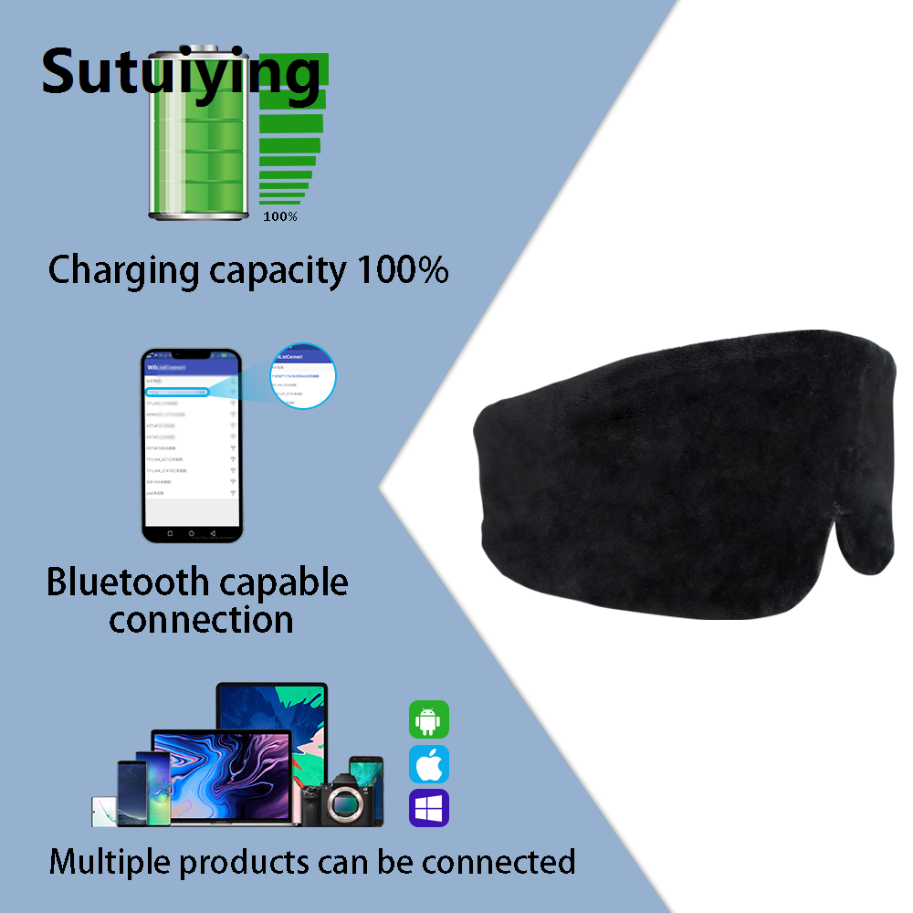 Sutuiying Travel Wireless Eye Mask Ladies Sleep Headset Machine Sleep Mask with Bluetooth Sleep Ear Travel Cotton Eye Mask