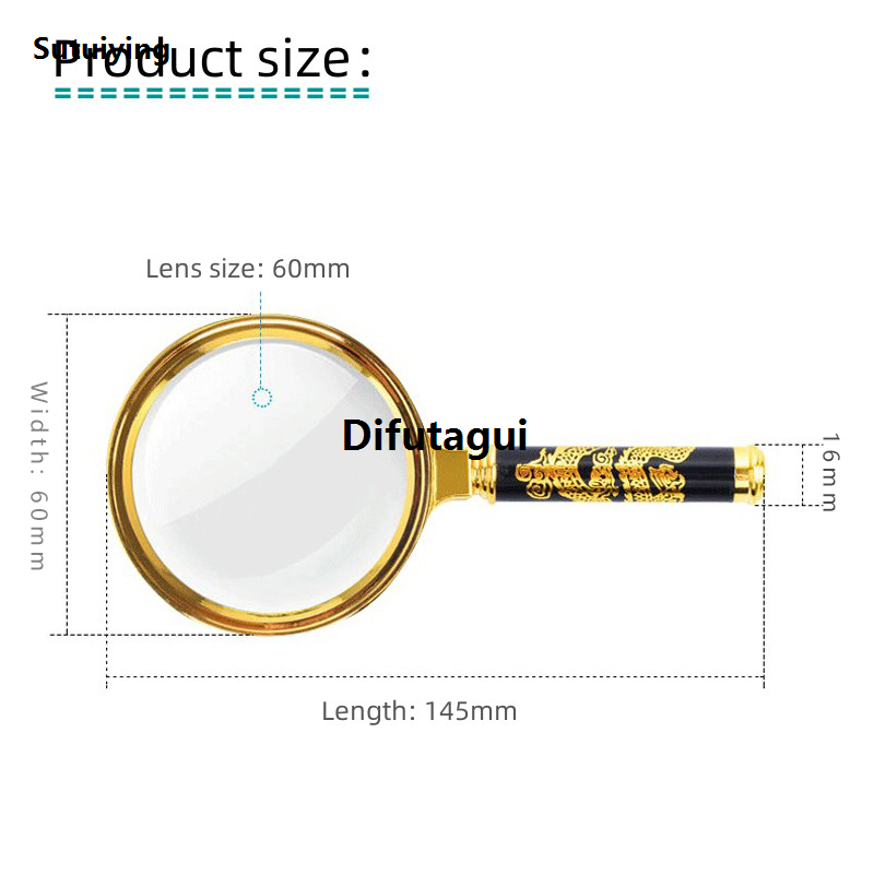 Difutagui 5X-10X Magnifying Glass Golden Dragon Handle Magnifier Mini Sales promotion 2025 New Pocket Handheld Microscope Reading Jewelry Loupe Magnifiers