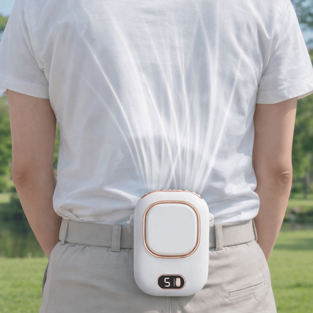 Mini Rechargeable Waist Clip Fan LED Display Turbo Ultra Quiet Hanging Neck Fan Hands Free Lightweight Mini Electric Fan Summer Cooling