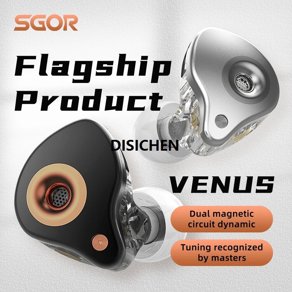DISICHEN SGOR VENUS Dynamic Earphones HIFI Super Bass Earbuds In Ear Monitor Music Earphones Sport Noise Cancelling Headset of Sportt New style