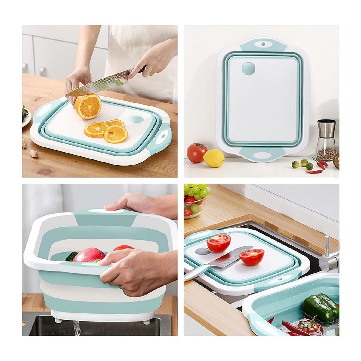 Multifunctional Silicone Based Kitchen Foldable Cutting, Chopping Board, Collapsible Dish Tub, Vegetable, Fruit Washing