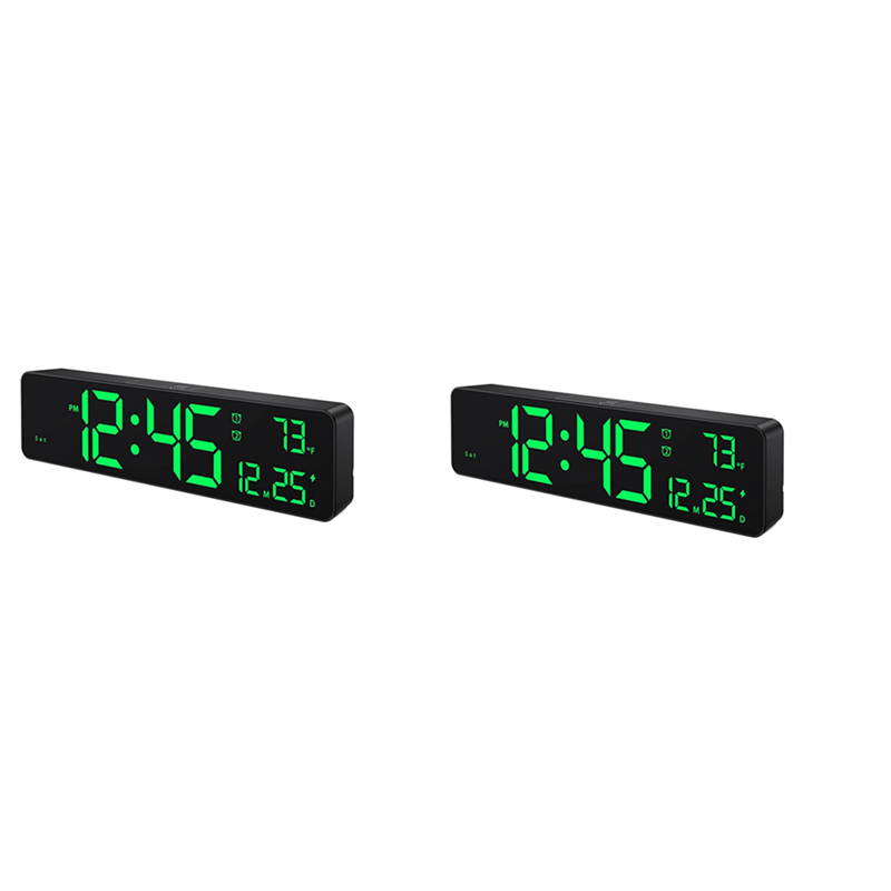 FORIDE 2X Digital Wall Clock,LED Large Digits Display,Dual Alarm Clock, Auto-Dimming,12/24Hr Format Silent Wall Clock for Room