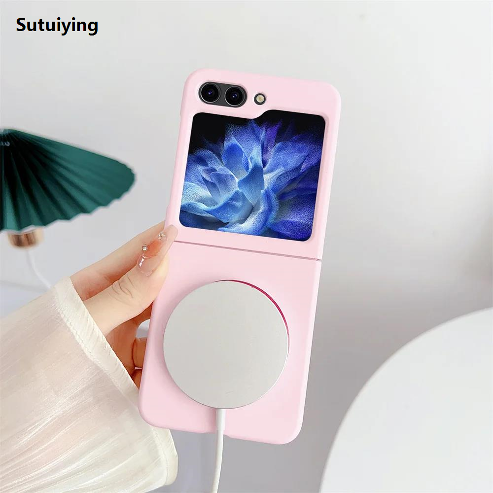 Sutuiying Luxury Hard Matte Magsafe Case for Samsung Galaxy Z Flip 5 4 3 5G Fifty percent discount Fold 5 4 3 Flip5 Zflip4 Magnetic Wireless Charge Bumper Cover