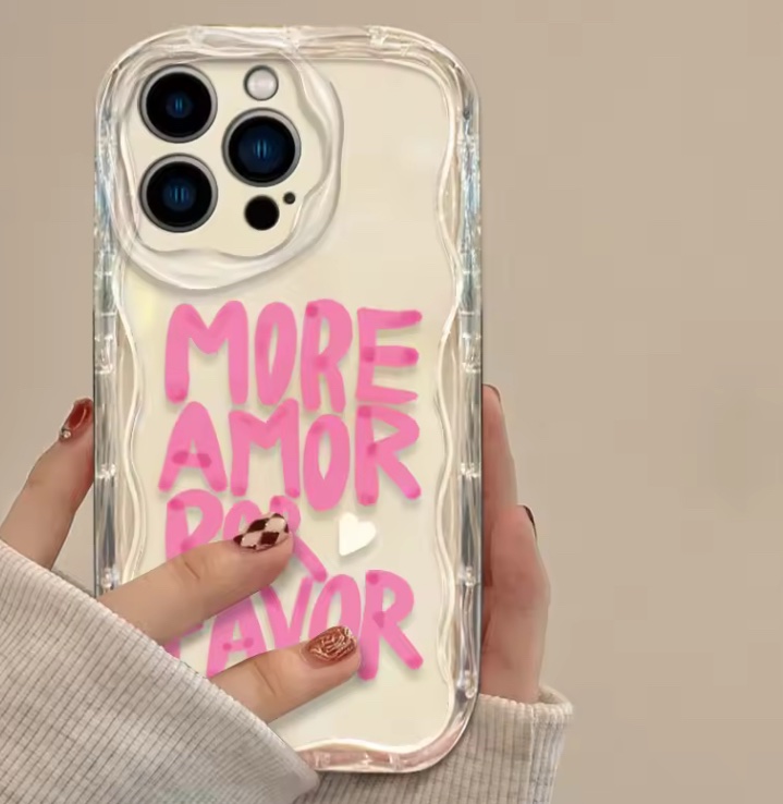 Masala Beads Love Heart More Amor Por Favor TPU i-Phone Case Transparent Soft Cover Shockproof Silicon Cases Clear Mobile Covers Girls Gift