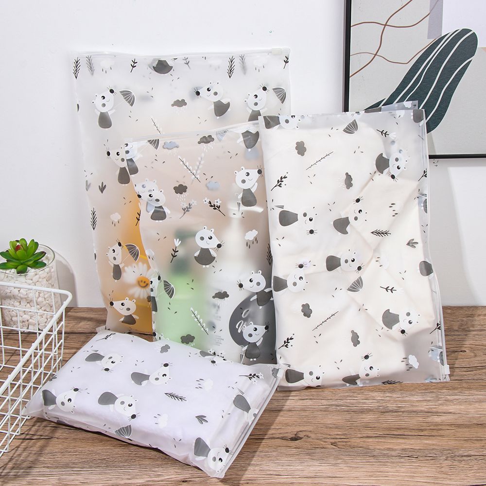 Self Seal Wardrobe Storage Bags Frosted Printed Underwear Zipper Lock Clothes Storage Bags Shoes Makeup Bag Vacuum Bags