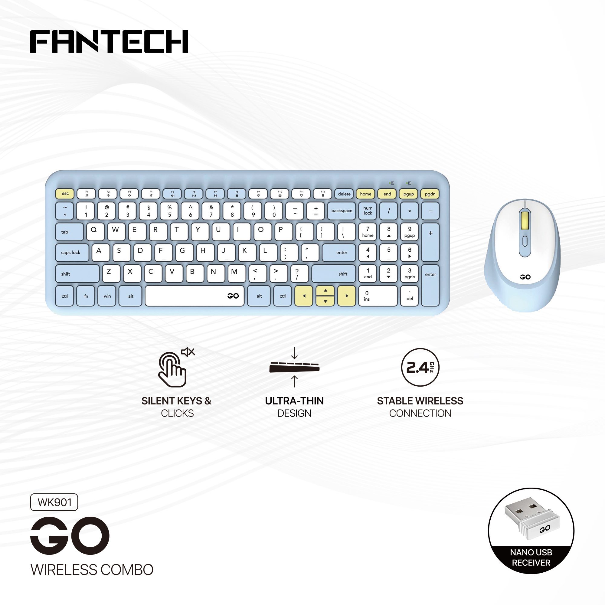 Fantech WK901 GO Wireless keyboard mouse Combo