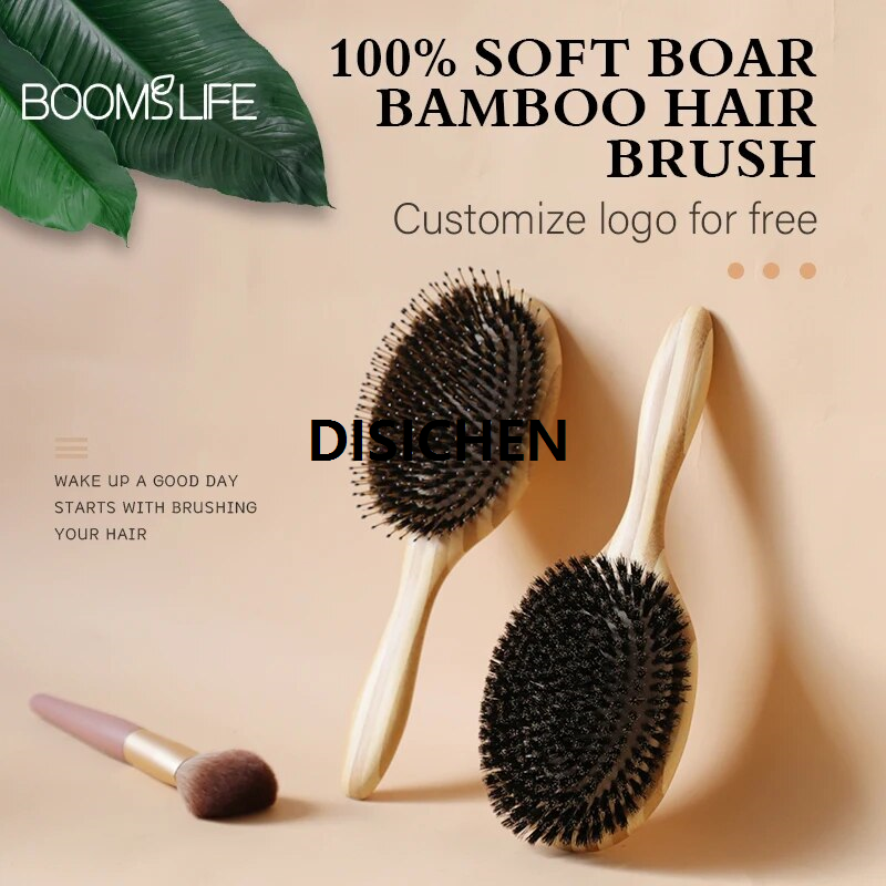 DISICHEN Boar Bristle Hair Brush Women Wood Bamboo HairBrush Professional Curly Airbag Scalp Brush Comb for Hair Beauty Care Salon Tools Luxury