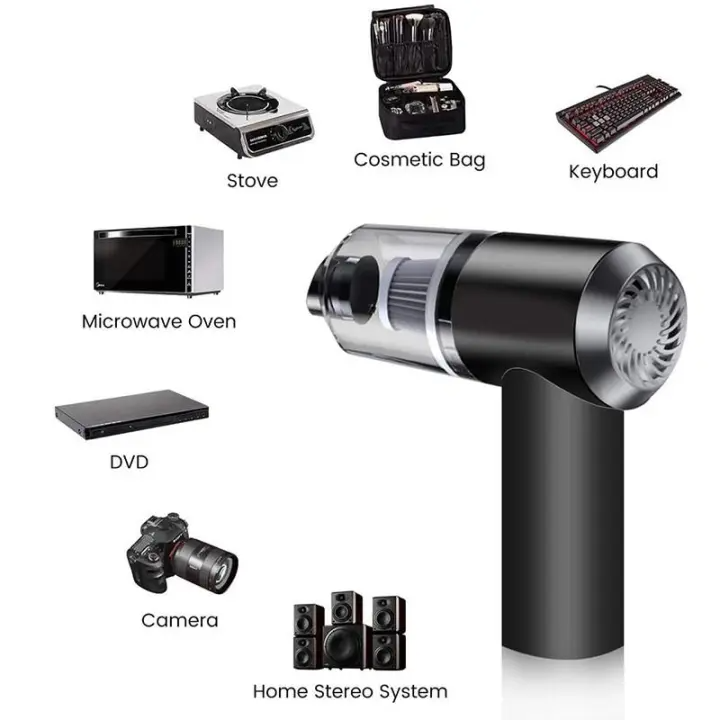 2 in 1 Wireless Car Vacuum Cleaner with LED Light, Portable Mini Wet/Dry Vacuum