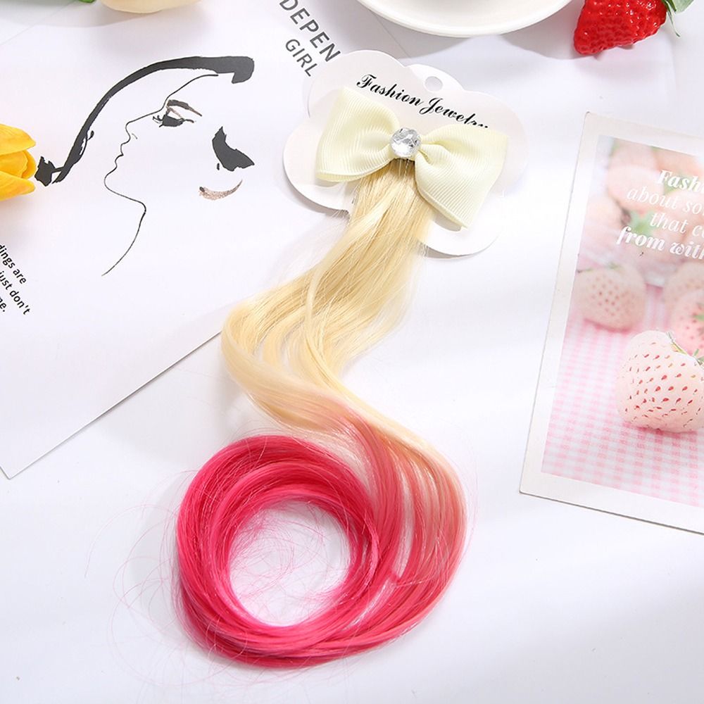 Party False High quality Cute Sweet Birthday Gifts Girls Kids Headwear Princess Gradient Ponytail Hairpiece Curly Ponytail Wig Colorful Wig Hairpins Children Cartoon Wig