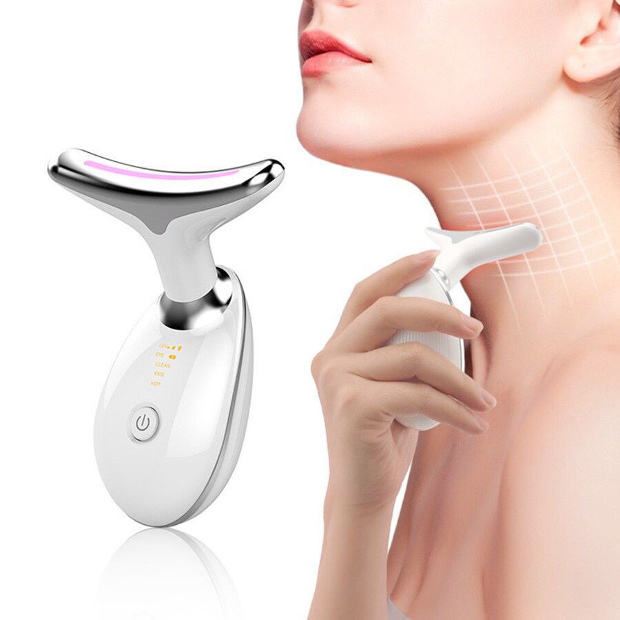 Electric Portable Anti Aging Wrinkle Removal Face Lift Neck Beauty Device with 3 Colors LED Light Therapy Beauty Machine