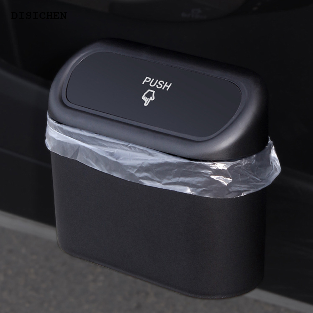DISICHEN Luxury Portable Car Trash Can Hanging Mini Vehicle Garbage Organization With Lid Multifunctional Folding Automotive Garbage Storage Box