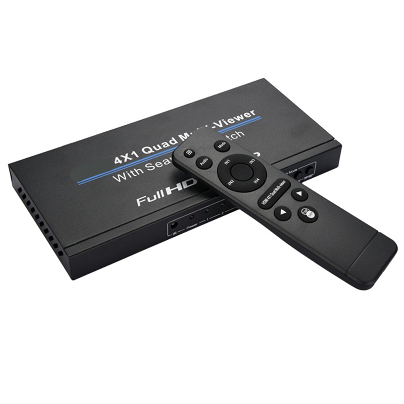 -Compatible 4x1 Multiviewer 4 in1 Out Quad Multi-Viewer 1080P 60hz Audio Video Converter EU Plug