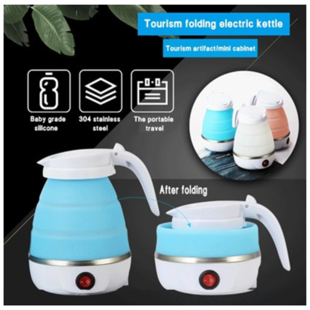 Silicone Foldable Travel Electric Portable Kettle Hot Water Boiler & Tea Heater for Travelling, Office And Home Use (Multi)