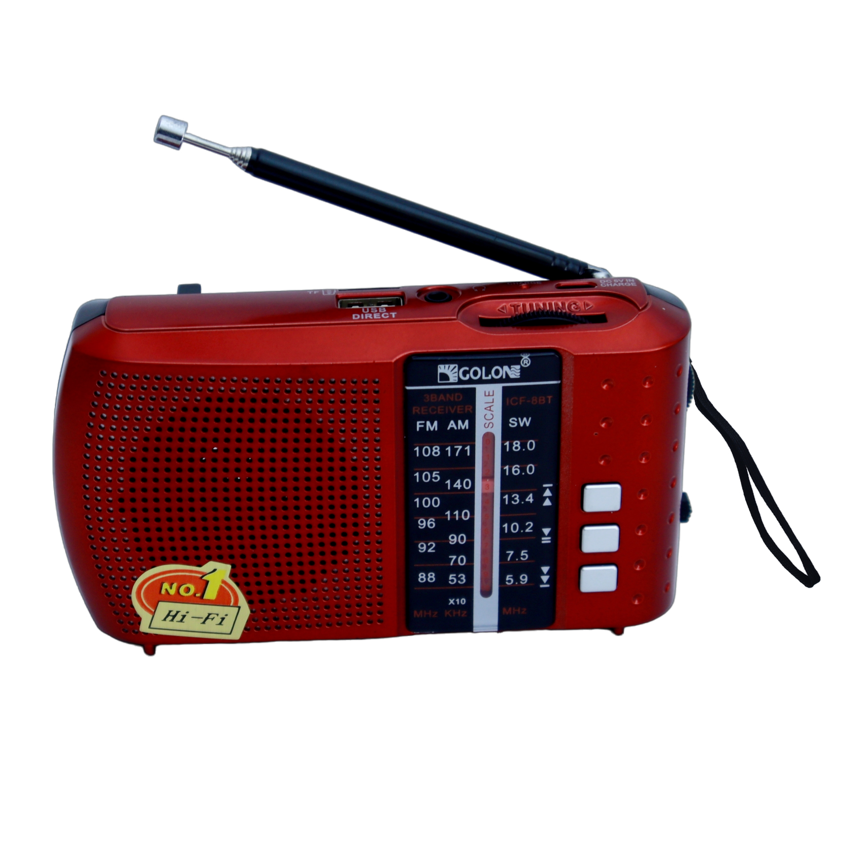 Golon ICF-8 BT Mini High Sensitivity Analog FM\AM\SW Portable Multimedia Radio Set USB/TF Card/Bluetooth With Built-In Rechargeable Battery